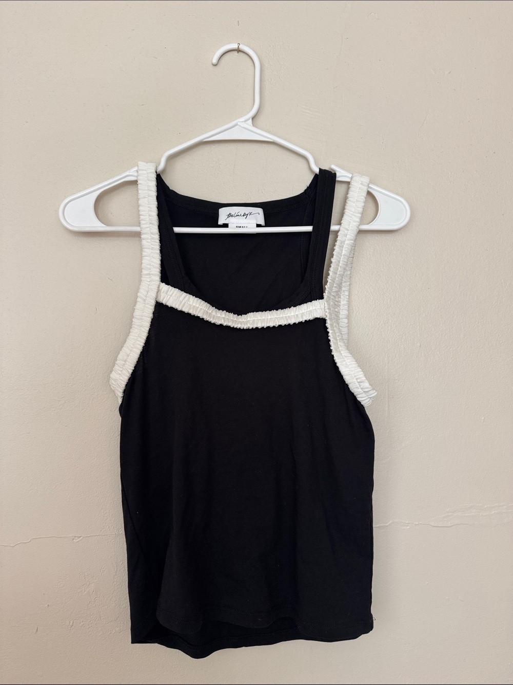 Black Tank Top with Cream Trim - Women